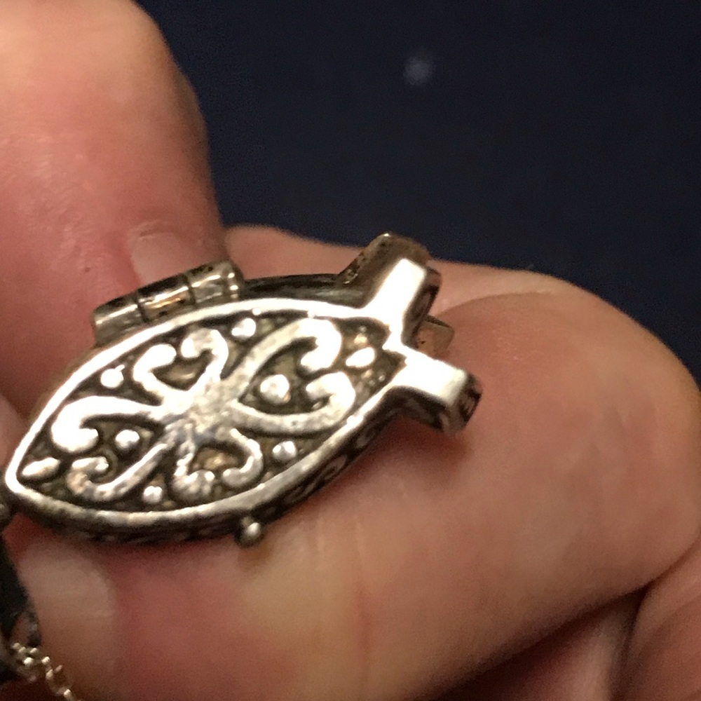 Silver Prayer Box/Locket Christian Fish Necklace 925